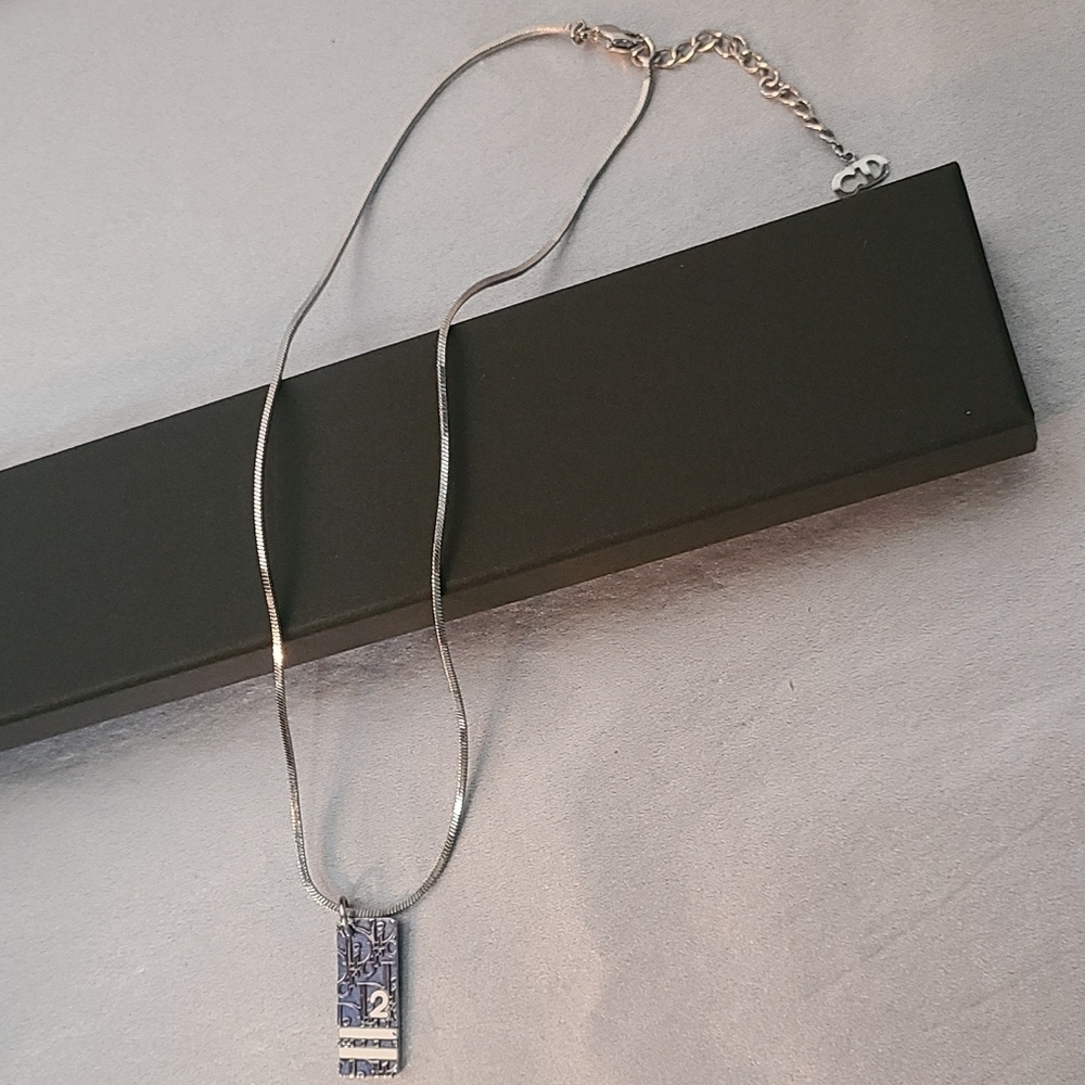 Christian Dior Blue Trotter Necklace Signiture No. 2 Monogram